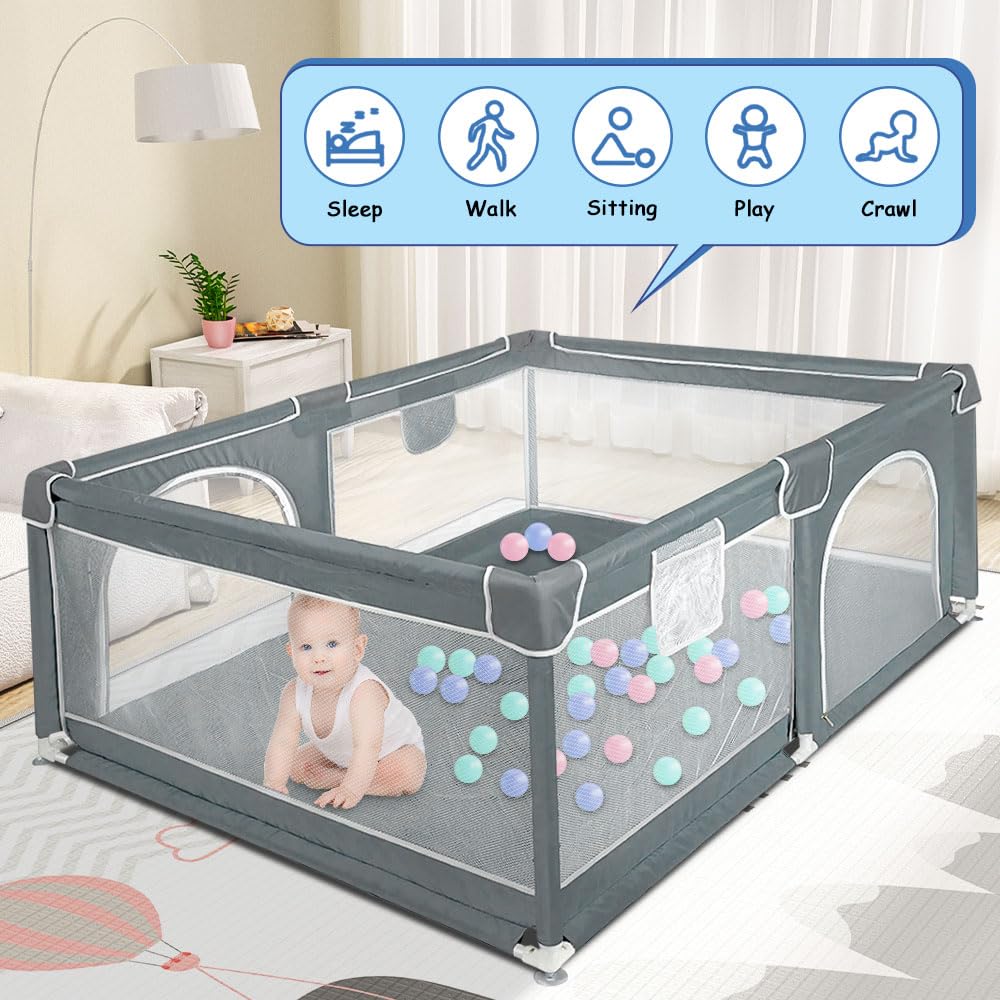 Laufstall für Babys, 160 x 120 cm, Aktivitätsgitter für Kinder, mit Basis, modular, faltbar, grosser