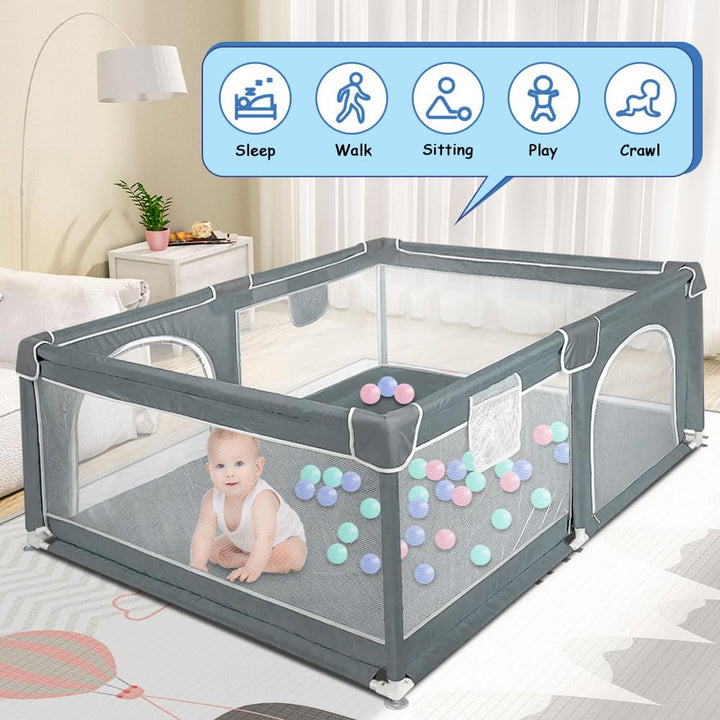 Laufstall für Babys, 160 x 120 cm, Aktivitätsgitter für Kinder, mit Basis, modular, faltbar, grosser
