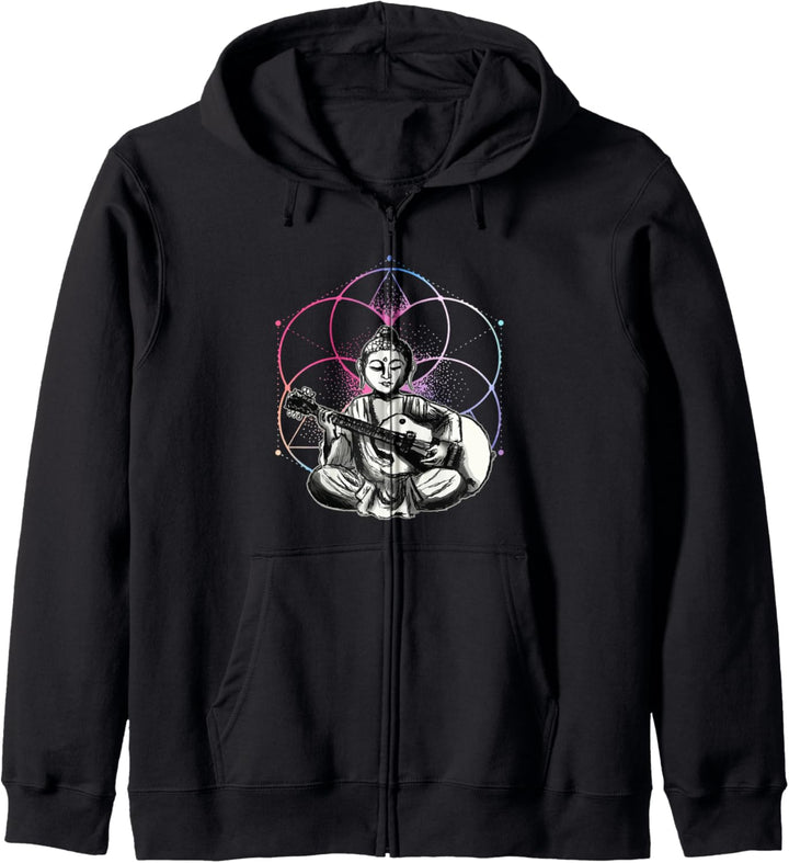 Buddha - Playing Guitar - Yoga Buddhist - Yogi Music Lover Kapuzenjacke
