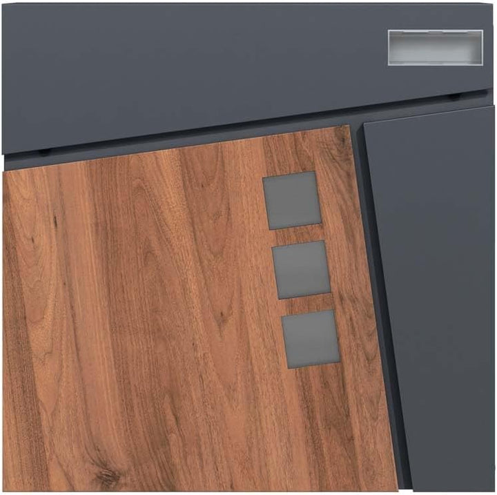 SCHARTEC® Briefkasten Holz Design & anthrazit mit Zeitungsfach modern & gross Wandbriefkasten Postka