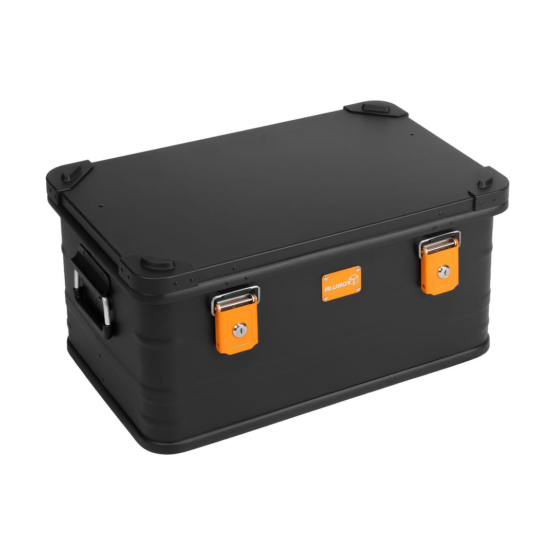 ALUBOX Alukiste abschliessbar E47B - Premium Aluminium Lagerbox 47 Liter - Deckel mit Aluminium Druc