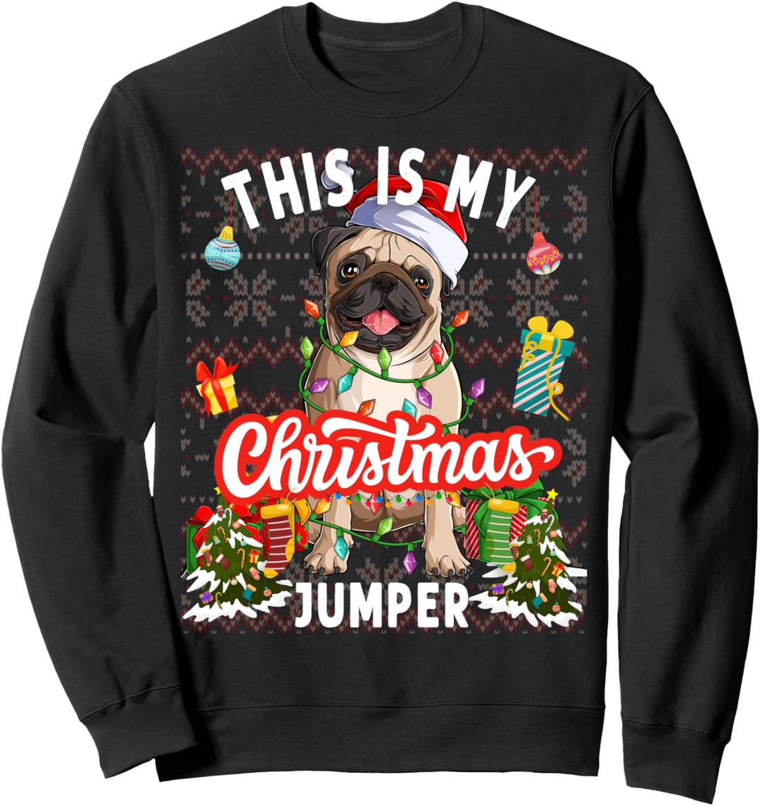 This Is My Pug Weihnachtspullover mit Mops-Motiv Sweatshirt