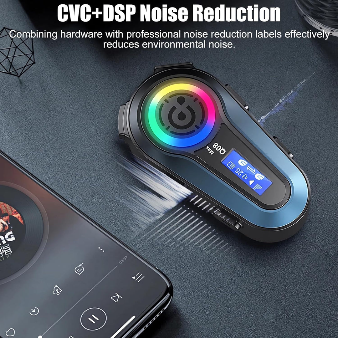 OBEST Motorrad Headset Intercom, Motorrad Helm Headset Bluetooth 5.3, Geräuschunterdrückung Kopfhöre