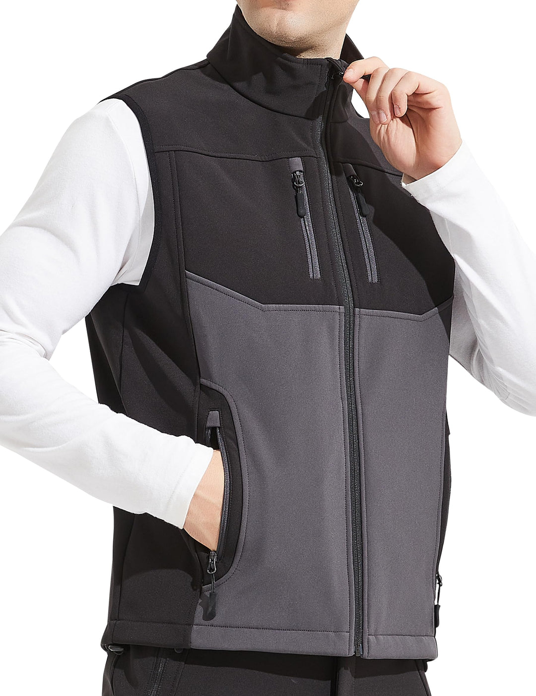 KUTOOK West Herren outdoor mit vier Taschen Softshell Ärmellose Jacke winddicht wasserdicht warm Mul