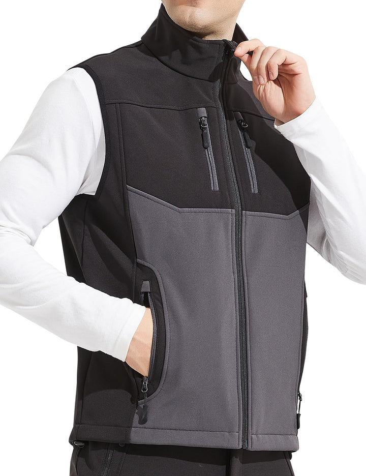 KUTOOK West Herren outdoor mit vier Taschen Softshell Ärmellose Jacke winddicht wasserdicht warm Mul