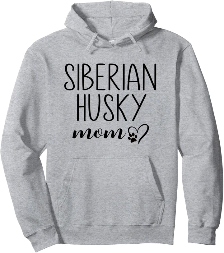 Dog Paw Print Heart Siberian Husky Mom Pullover Hoodie