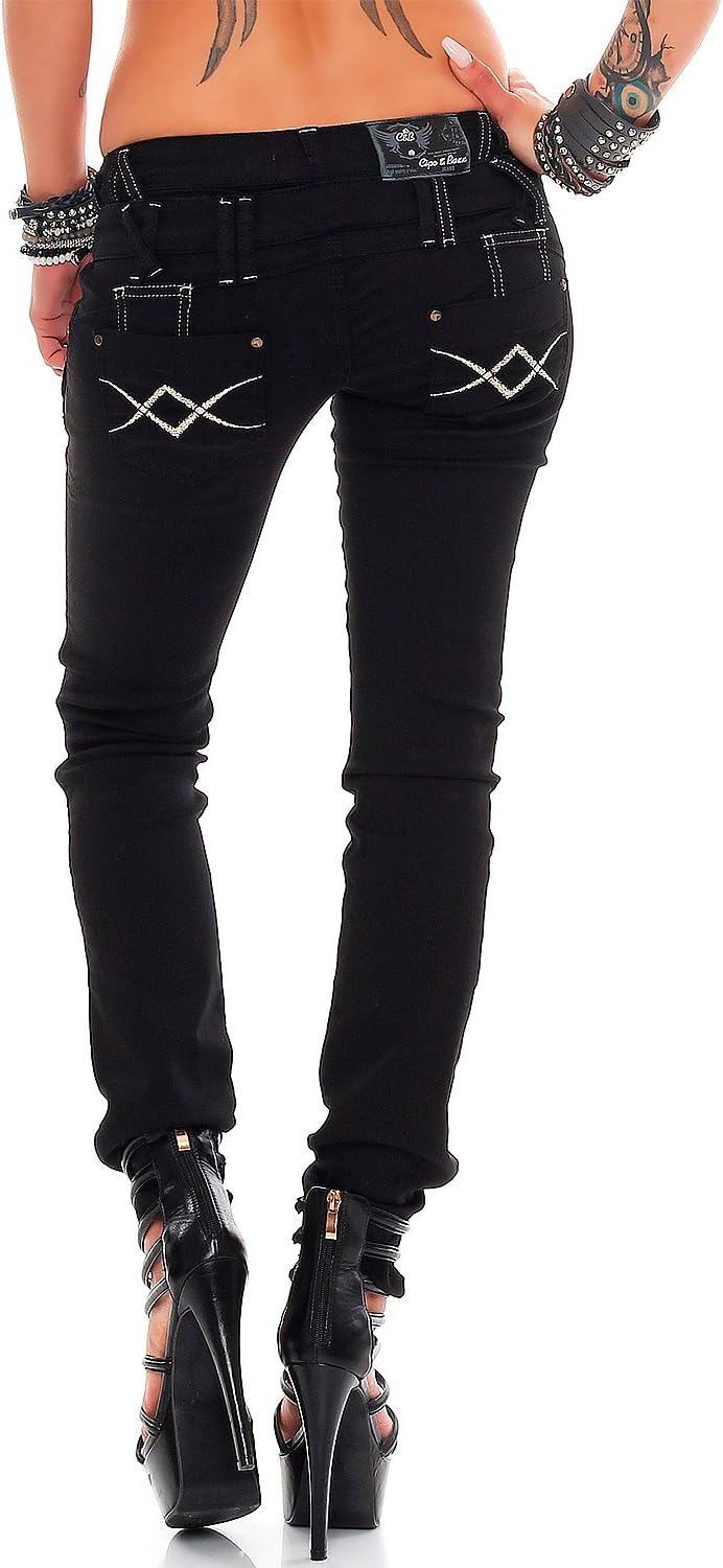 Cipo & Baxx Damen Jeans – Stylische Slim & Regular Fit Hosen mit Stretch, Ziernähten, Zippern & Used