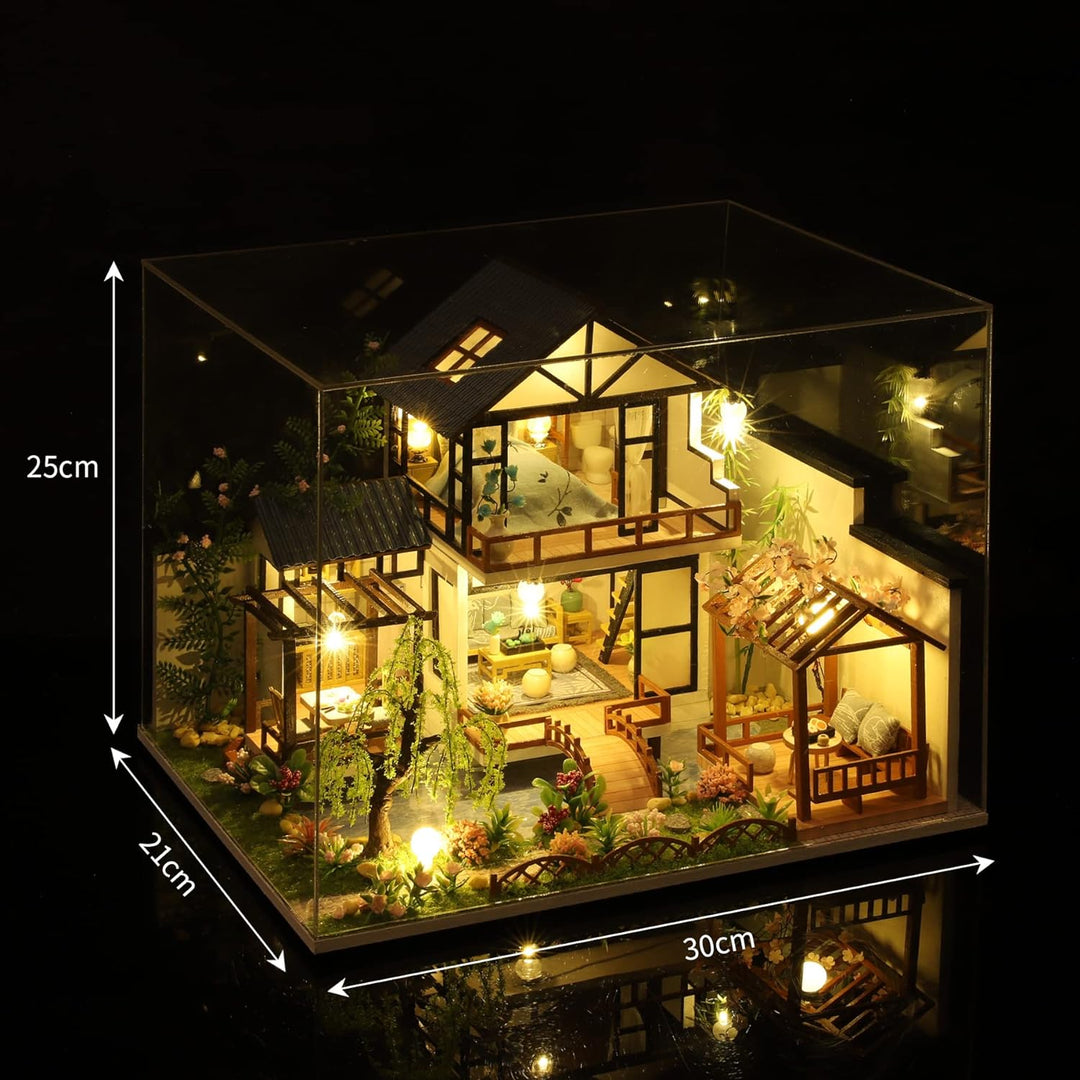 Cuteefun DIY Miniatur Puppenhaus Kit zum BAU Miniatur Haus mit Musik Möbeln und Werkzeugen Selber Ba