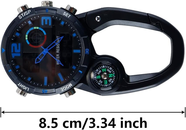 Outdoor-Kletteruhr mit Schnalle (rotes Zifferblatt) Clip-On-Uhr, geeignet für den Aussenbereich und