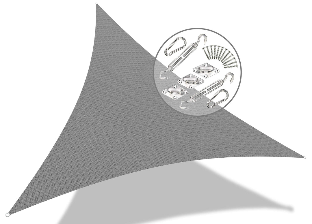 VOUNOT® Sonnensegel Dreieckig mit Befestigung Set, Sonnenschutz Atmungsaktiv und UV Schutz, für Balk