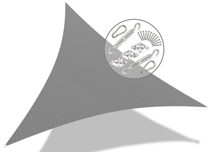 VOUNOT® Sonnensegel Dreieckig mit Befestigung Set, Sonnenschutz Atmungsaktiv und UV Schutz, für Balk