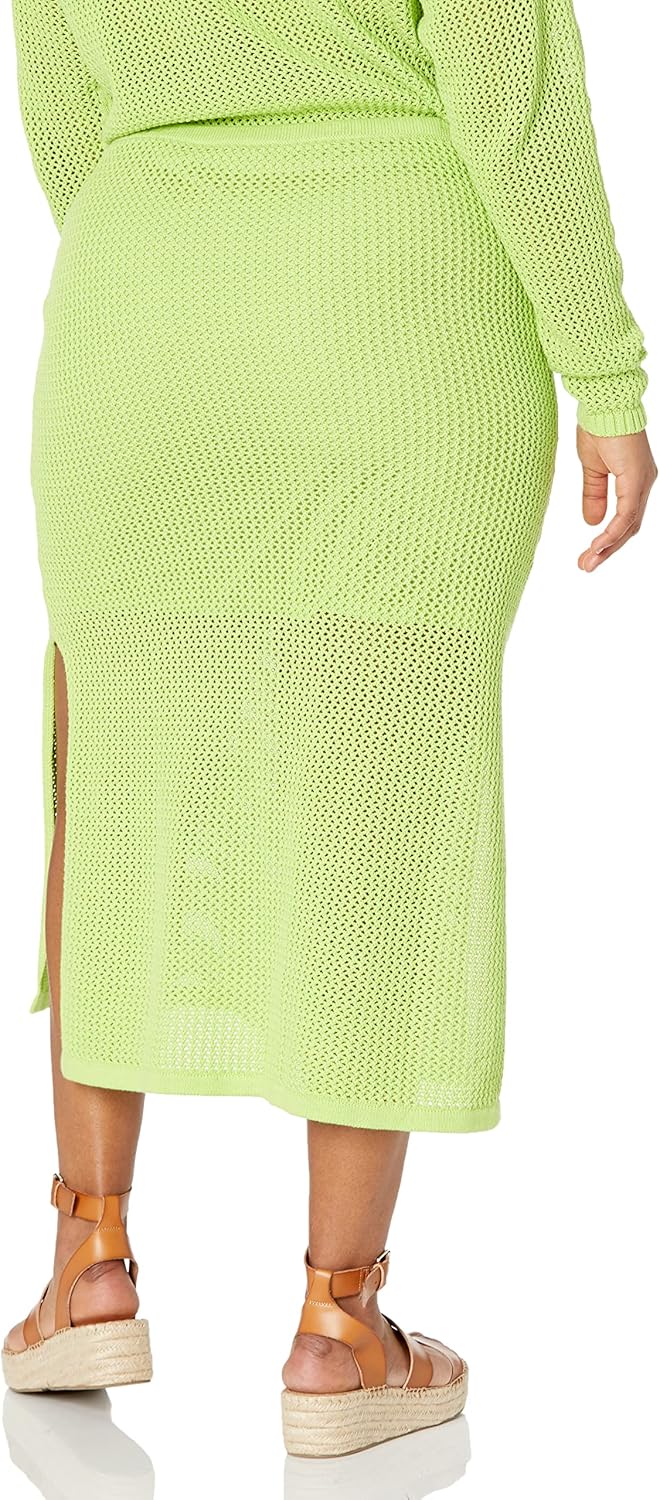 The Drop Midi-Rock für Damen, Halle, gehäkelt, mit seitlichem Schlitz XXL Limette, XXL Limette