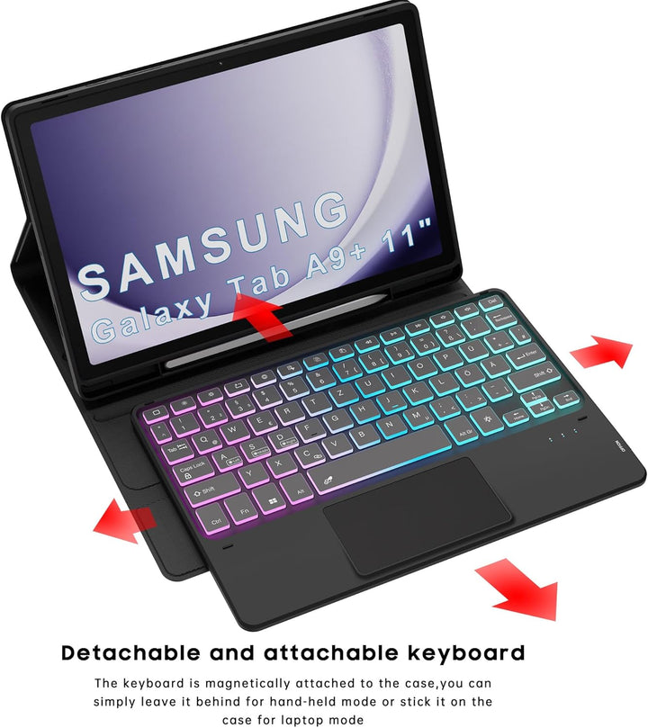 für Samsung Tablet A9 Plus Tastatur QWERTZ Deutsches - Galaxy Tab A9 Plus Hülle mit Tastatur, DIY 3-