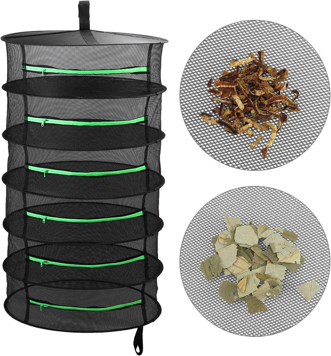 QWORK® Trockennetz, 6-lagiges Mesh-Kräutertrocknerregal, Hängendes Kräuter Trockengestell für Kräute
