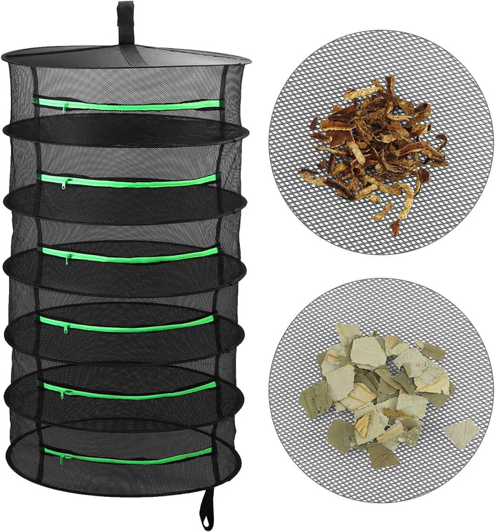 QWORK® Trockennetz, 6-lagiges Mesh-Kräutertrocknerregal, Hängendes Kräuter Trockengestell für Kräute