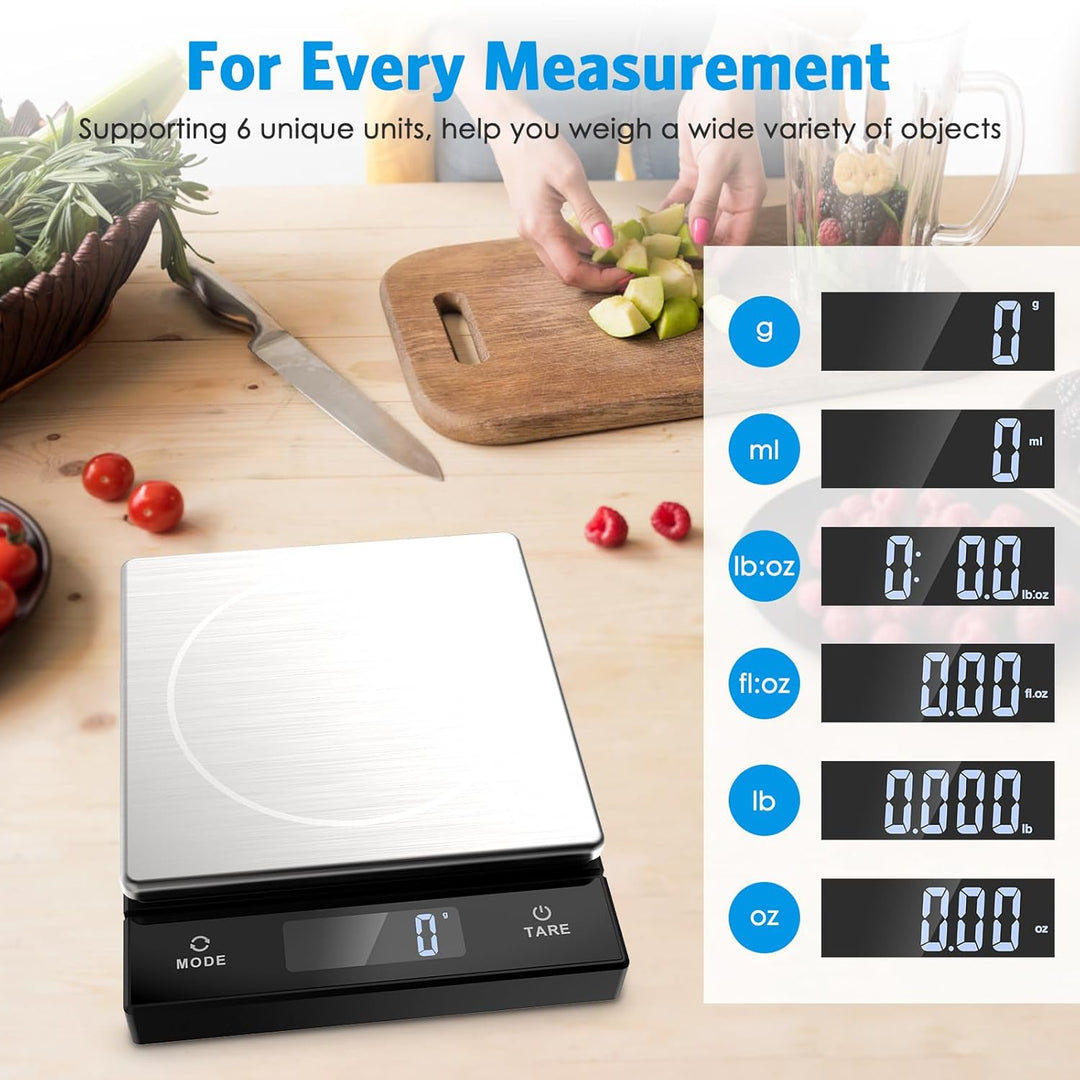 Brifit Digitale Küchenwaage 10kg mit Ausziehbarem Display | Präzise 1g-Teilung, Tare-Funktion, 6 Ein