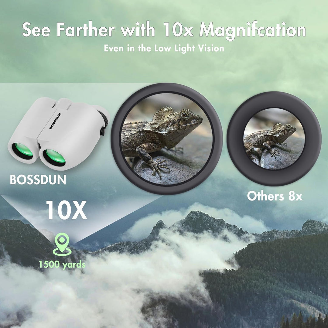 Ferngläser für Erwachsene,10x25 hochleistungsfähiges kompaktes wasserdichtes Fernglas mit klarem BAK