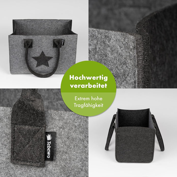 Shopper Filztasche Premium, grosse Einkaufs-Tasche mit Henkel, Einkaufskorb, faltbare Kaminholztasch