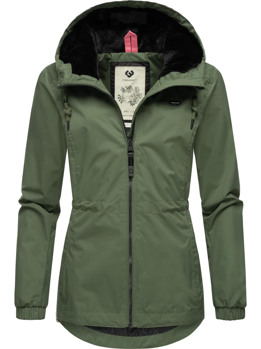 Ragwear Damen Übergangsjacke leichte Jacke kurz wasserdicht (Wassersäule: 4.000 mm) mit Kapuze Danka