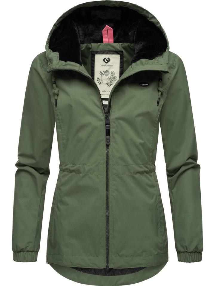 Ragwear Damen Übergangsjacke leichte Jacke kurz wasserdicht (Wassersäule: 4.000 mm) mit Kapuze Danka