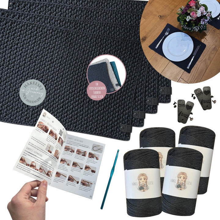 HÄKEL LIESE Häkelset für Anfänger – Platzsets häkeln & Tischsets Stoff selbst machen | DIY Häkelset