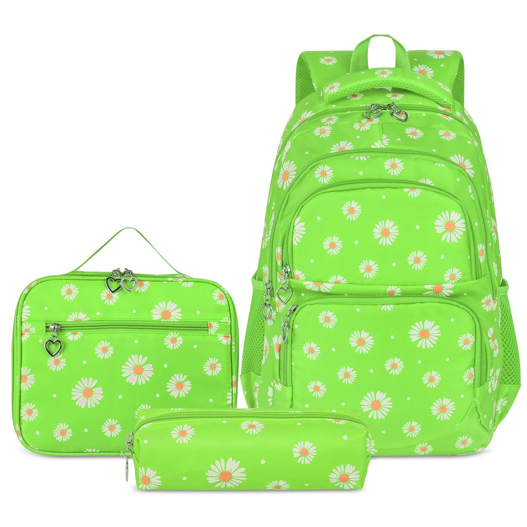 Schulrucksack Mädchen Teenager Damen Schultasche Rucksack Set Gänseblümchen Schulranzen für Mädchen