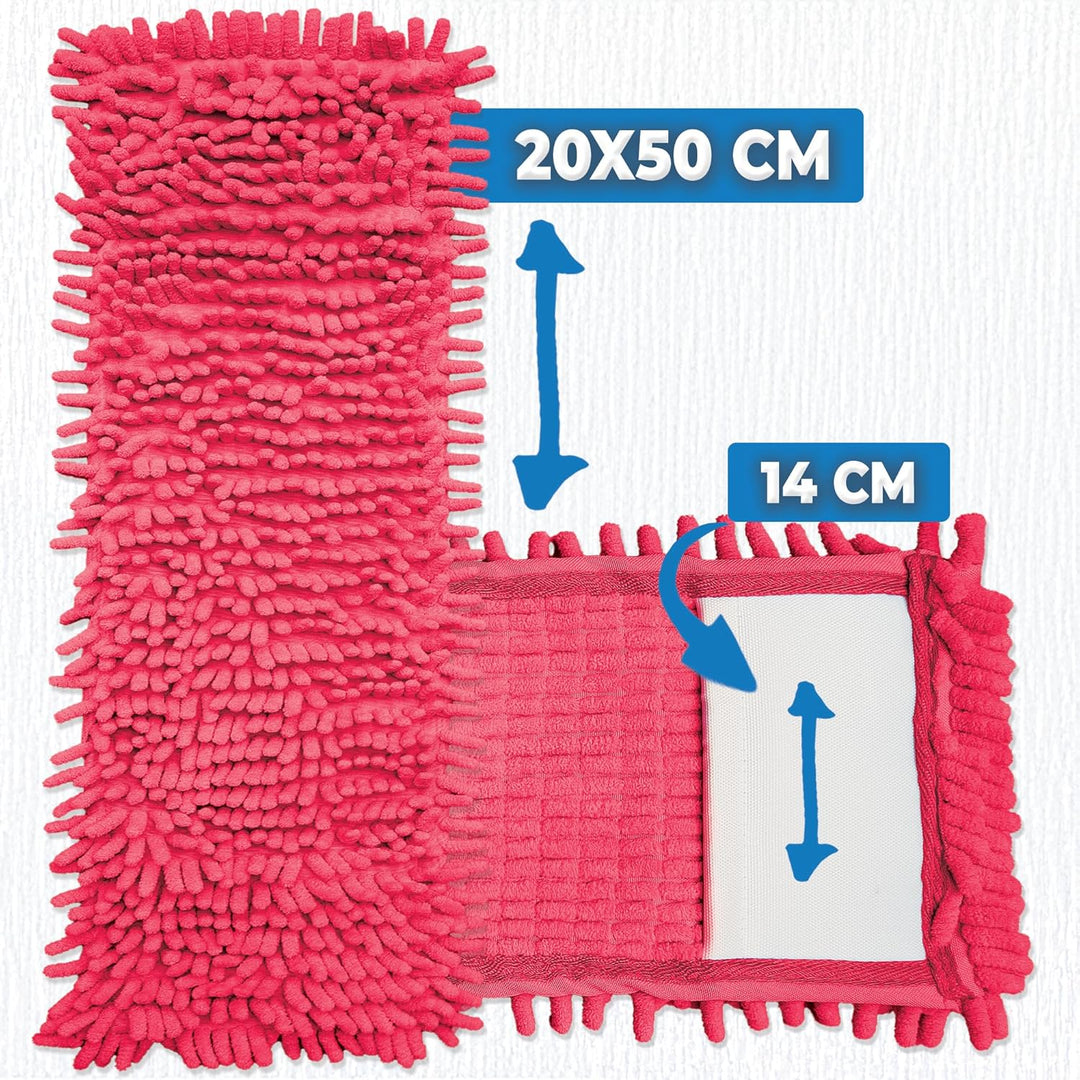 10x Bodenwischer Ersatzbezug - Chenille Wischbezug rot - Wischmopp Chenille aus Mikrofaser für empfi