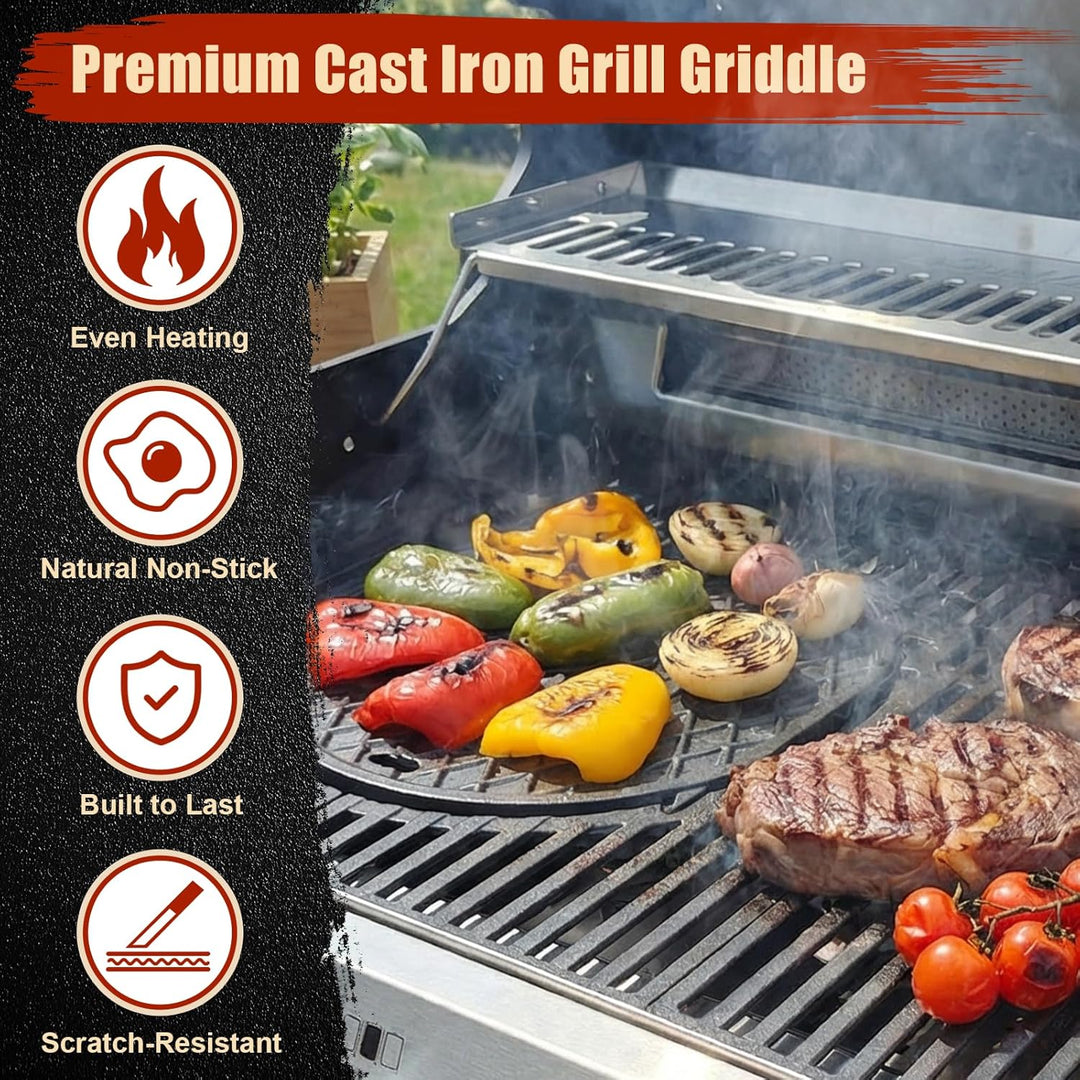 Denmay 30cm Gusseisen Grillplatte für Weber Gourmet BBQ System, Rund Gusseisen Grillpfanne Ersatztei