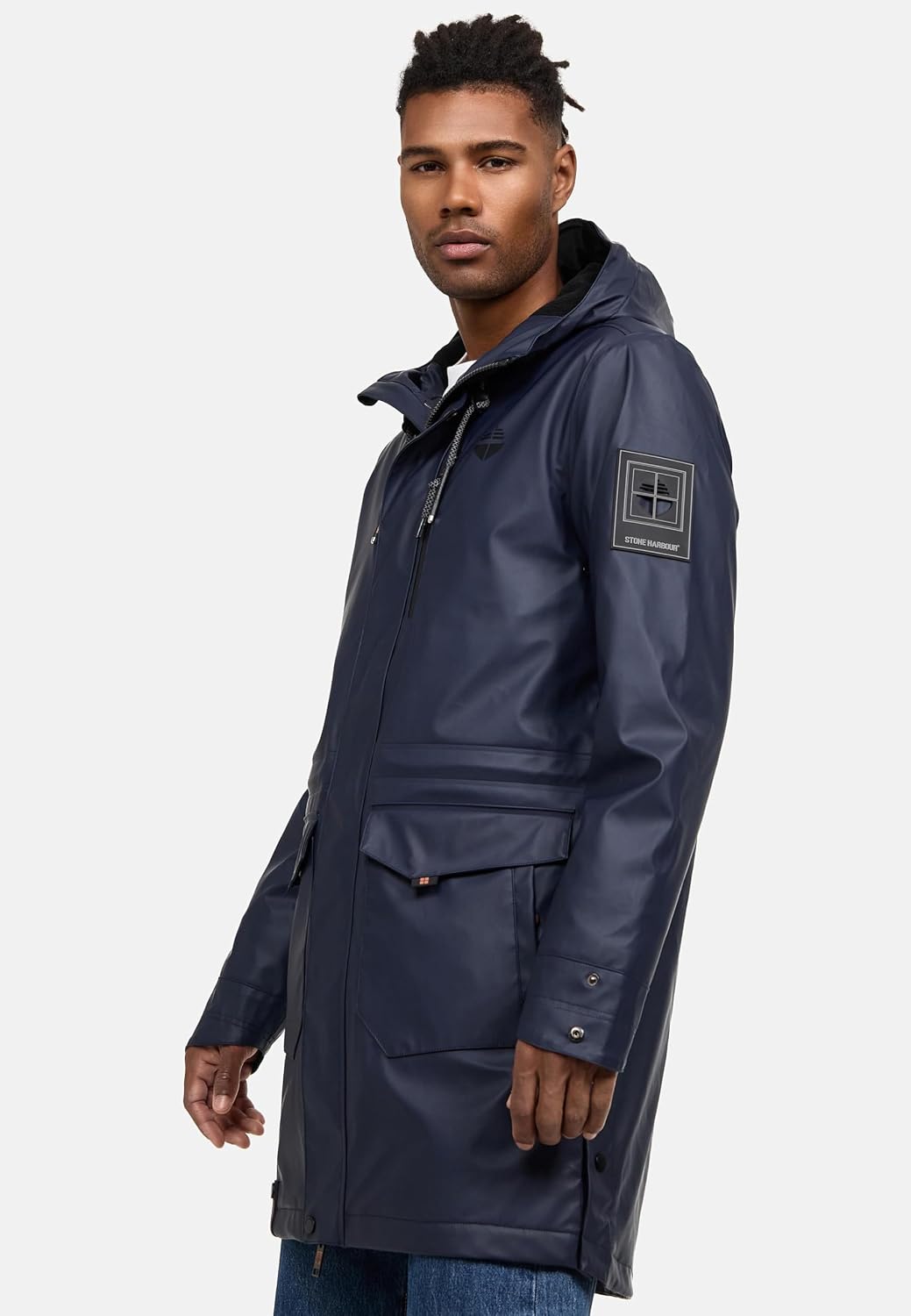 STONE HARBOUR Warmer Regenponcho gefütterter Regenmantel wasserdicht mit innenliegendem Tragegurt un