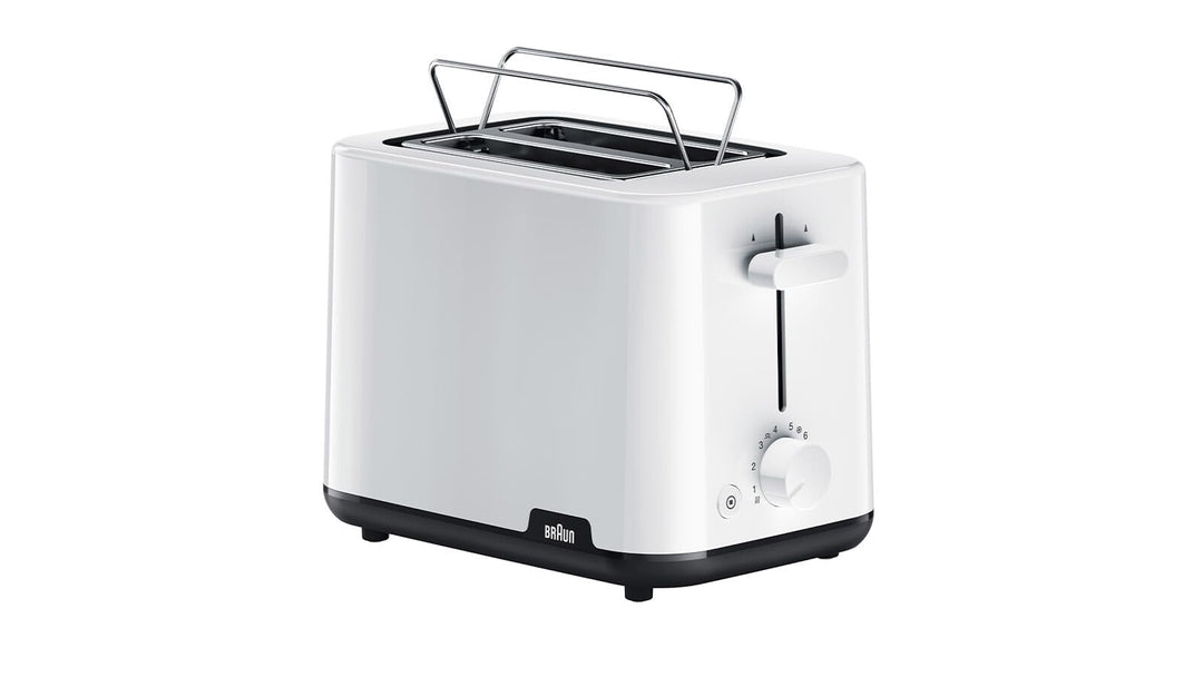 Braun Breakfast1 HT1010WH Toaster with 2 Slots, 8 Toast Levels, Pull Out Tray, Bread Lifter, Bun War