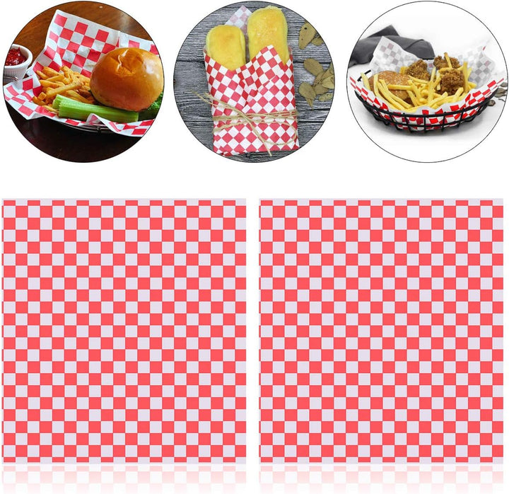 OUNONA 100?Sheets Checkered Deli Basket Liner Geschenkpapierbogen Lebensmittel. unempfindlich Fett B