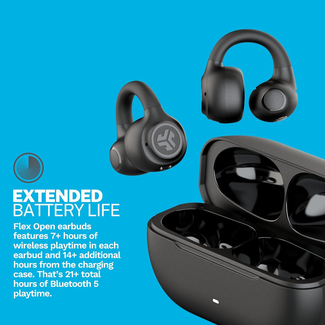 JLab Flex Open Ear Kopfhörer - Open Ear Earbuds, Manschetten-Design Clip-On-Kopfhörer, 21 Stunden Ak