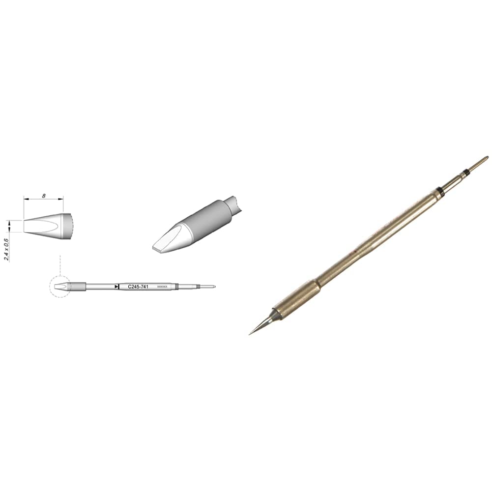 JBC C245741 Spezial-Lötspitze für T245, 2.4 x 0.6 HT & C245030 Lötspitze für T245, spitz Bundle mit