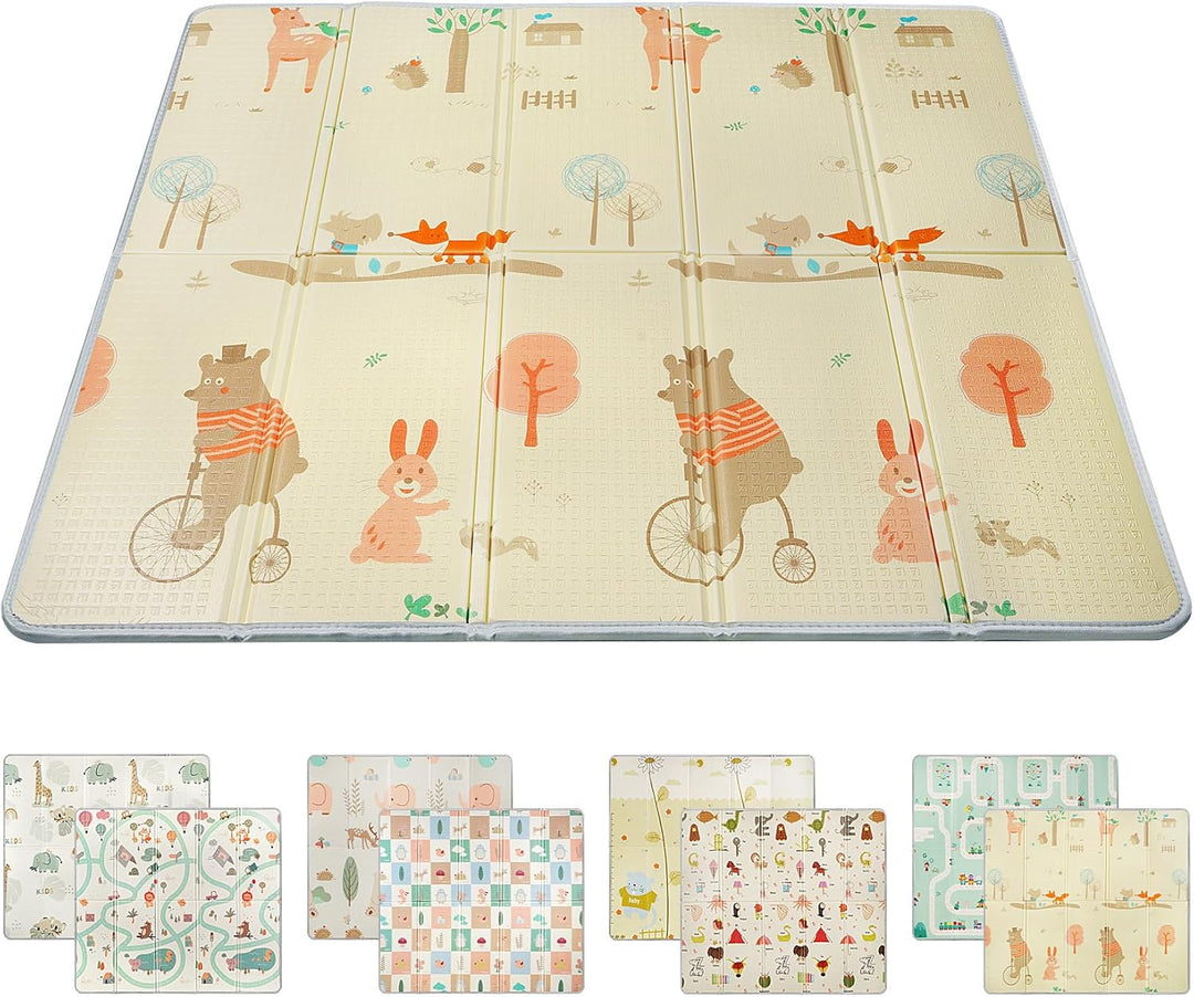 Krabbelmatte Baby 180x200cm, Faltbare Spielmatte Kinder Doppelseitigem, Wasserfeste Rutschfest Play