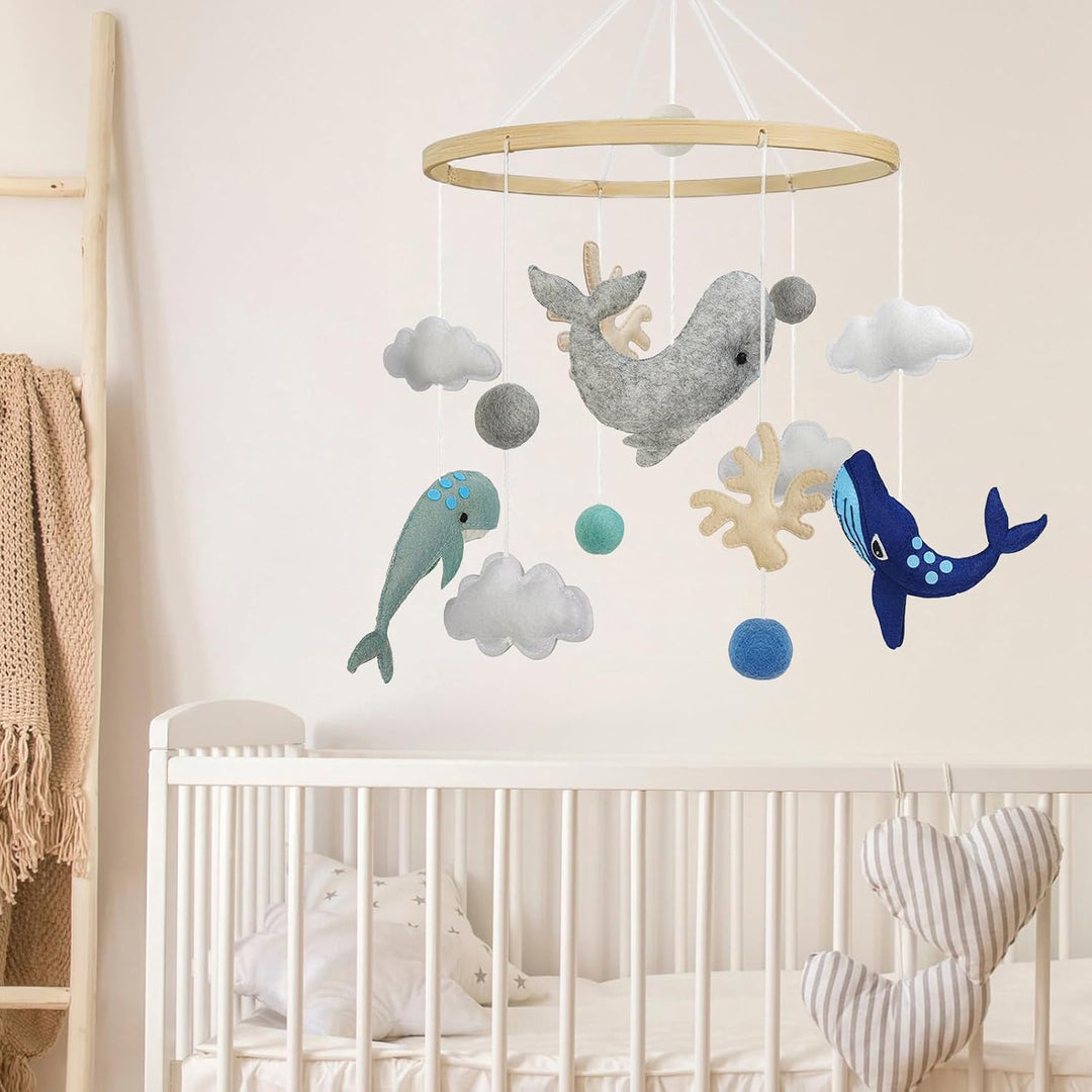 Mobil Baby Filz Wale Koralle Holz Meeres-Elemente Hängende Bettglocke Windspiel für Neugeborene Gesc