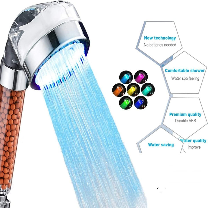 Led Duschkopf 7 Farben Licht Automatische, Druckerhöhend Wassersparender Handbrause Duschkopf mit Fa