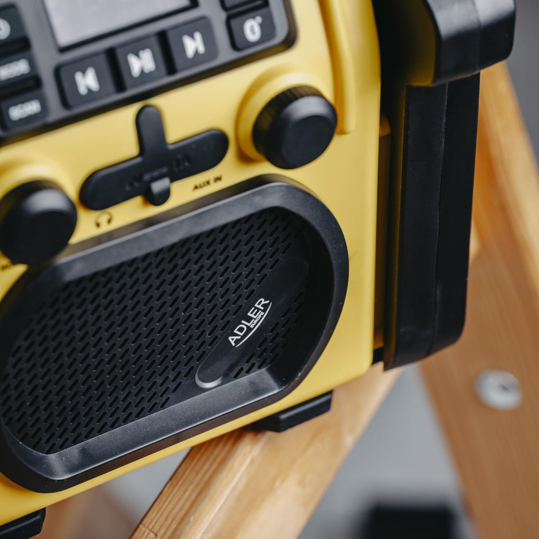 Adler AD 1911 – Baustellenradio mit Bluetooth V 5.1, Dual Power (Batterie & Netz), IPX54 Staub-/Wass