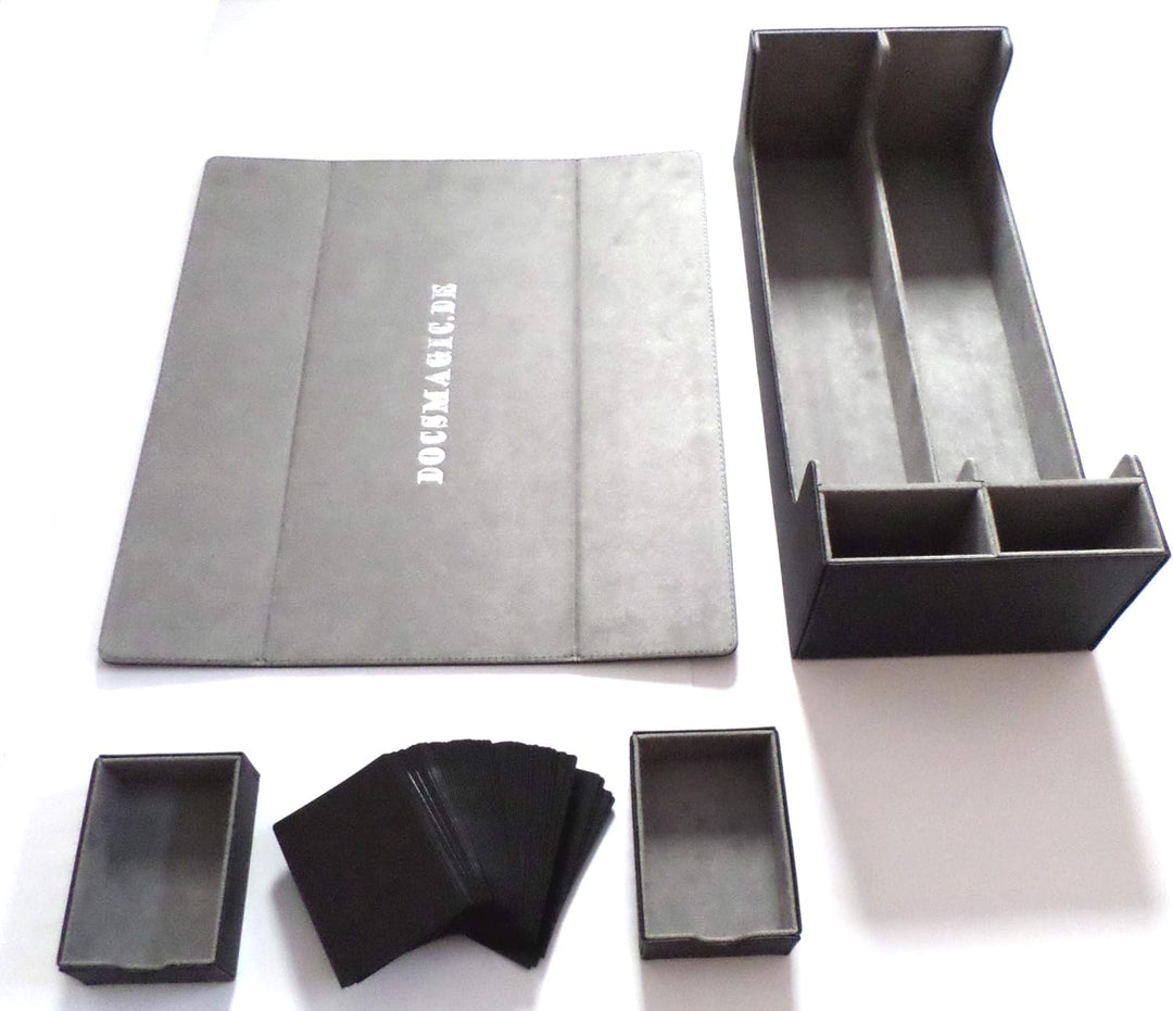 docsmagic.de Premium 2-Row Trading Card Storage Box Black + Trays & Divider - MTG PKM YGO - Sammelka
