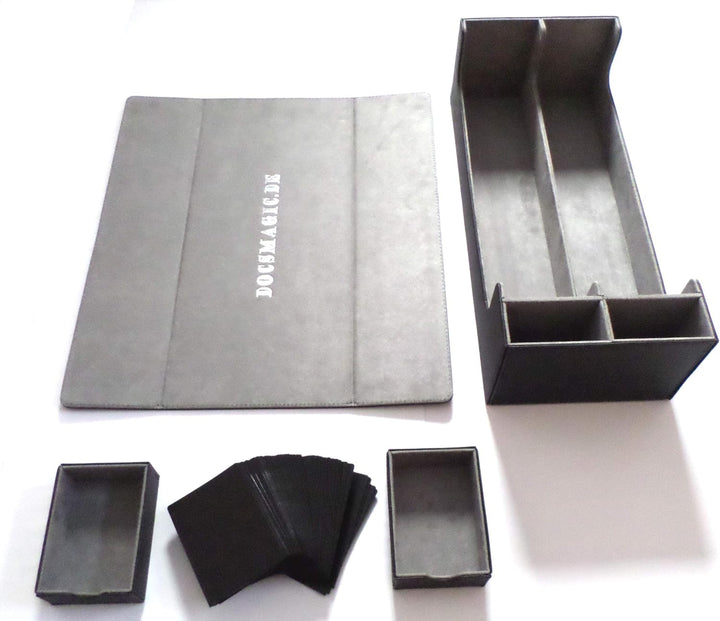 docsmagic.de Premium 2-Row Trading Card Storage Box Black + Trays & Divider - MTG PKM YGO - Sammelka