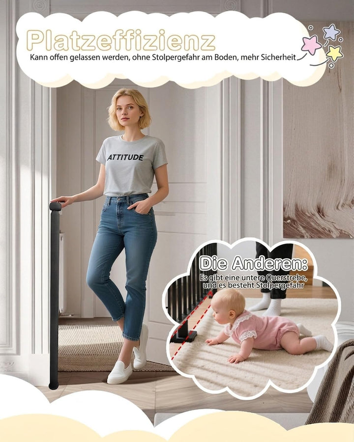 Türschutzgitter Ausziehbar 0-140 cm, Treppenschutzgitter Ausziehbar, Sicherheitsgitter Baby mit Einh