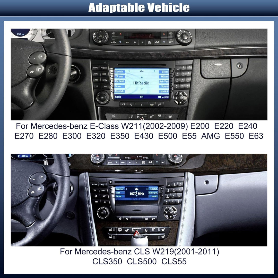 CAMECHO Android 15 Autoradio mit Navi für Mercedes Benz E-Klasse W211 CLS Klasse W219,Doppel Din Rad