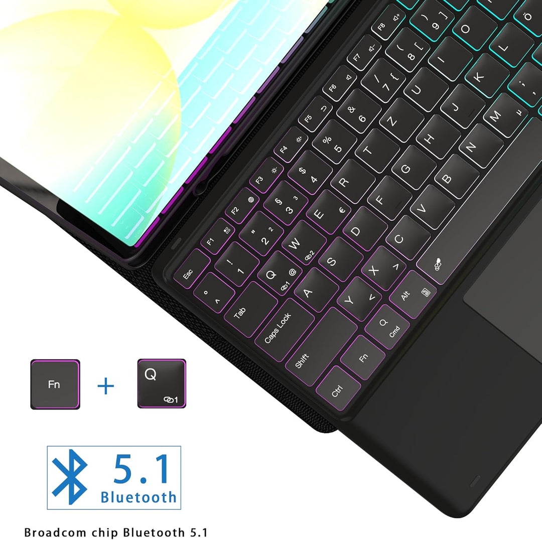 für Samsung Tablet S10 FE+ Plus Tastatur QWERTZ Deutsches : DEX-Modus mit einem Klick, 2 drahtlose K