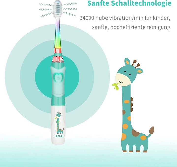 Seago Elektrische Zahnbürste Kinder ab 3-12 jahre Kinderzahnbürsten Elektrisch mit Farbigem Licht Sm