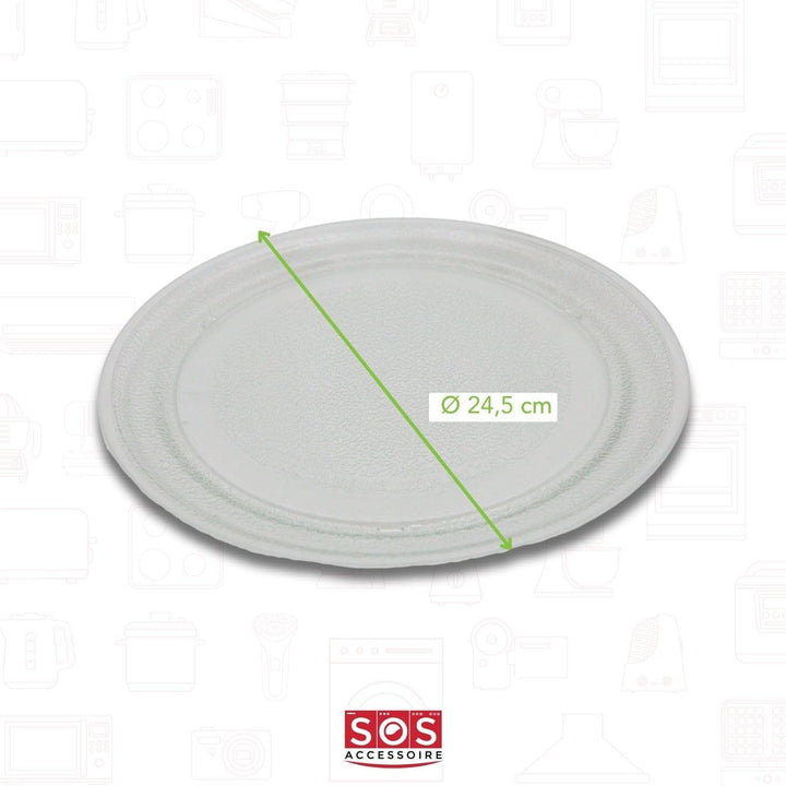 Mikrowellenplatte aus Glas, Durchmesser 245 mm (ohne Zentralbügel) für Mikrowelle 3390W1G005D LG Mik