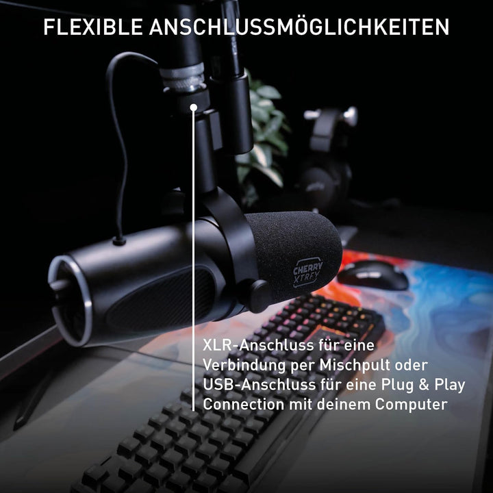 CHERRY XTRFY NGALE X, Professionelles USB- & XLR-Mikrofon für Aufnahmen, Gaming & Streaming, dynamis