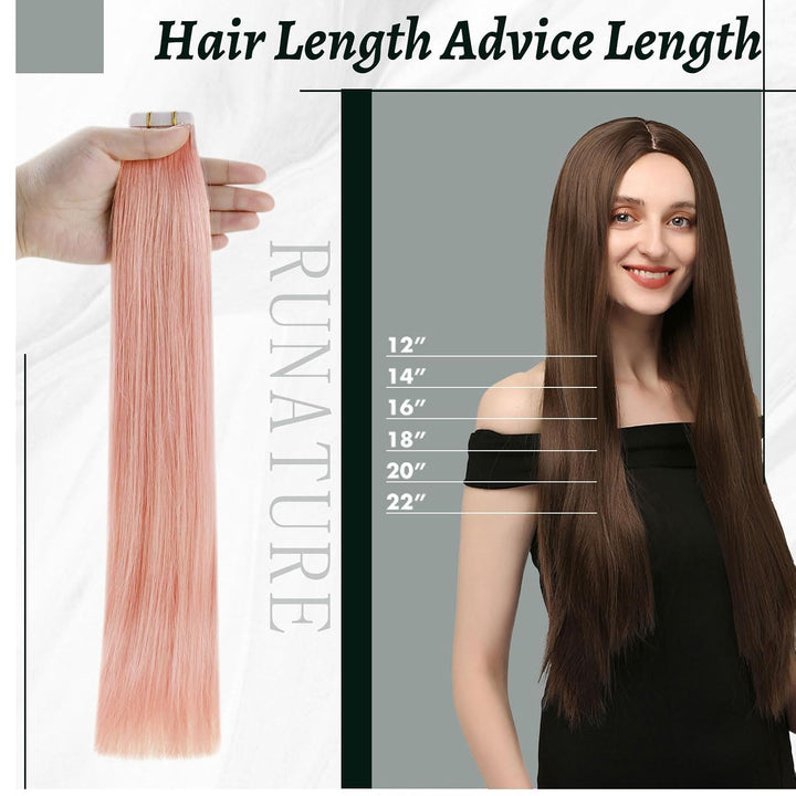 RUNATURE Tape Extensions Echthaar Posa 45cm Echte Haare 10 Stück Glatt Haarverlängerung 25g Unsichtb