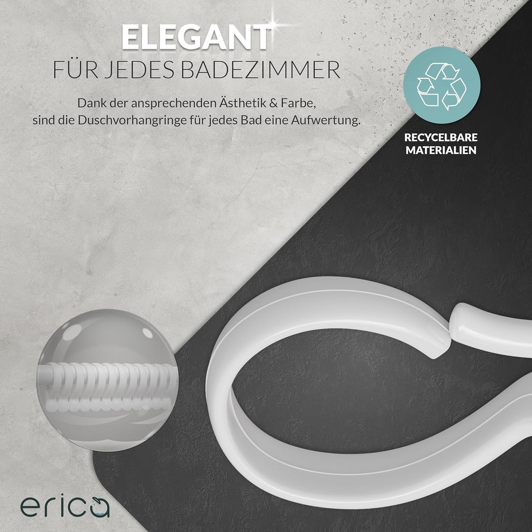 Erica Duschvorhangstange L form 70x90, 70x160 oder 90x140 cm + 24 Duschvorhangringe | Duschvorhang s