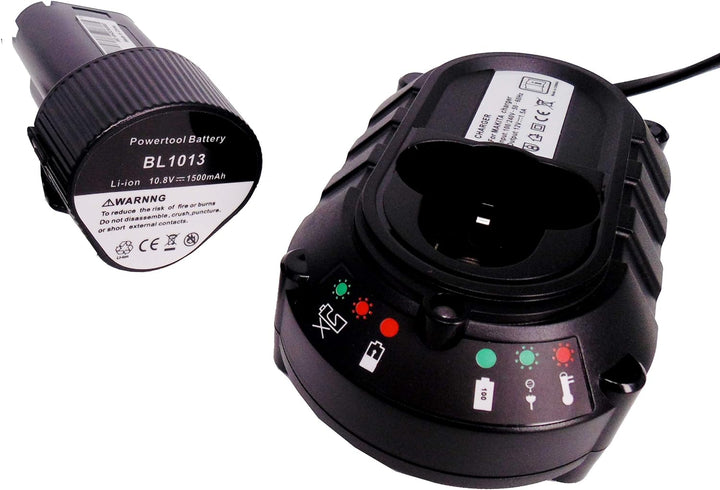 FengWings® BL1013 10.8V 1.5Ah Ersetzen für Makita, mit 10.8V DC10WA Ladegerät Kompatibel mit Makita