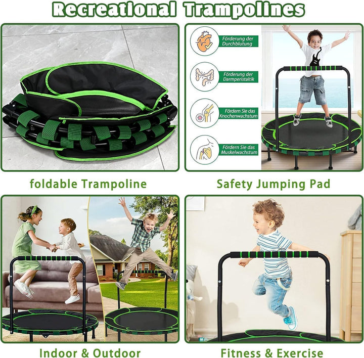 Trampolin Kinder Indoor Outdoor Ø91cm, Mini Trampolin Jumping Fitness Trampolin faltbar Gartentrampo