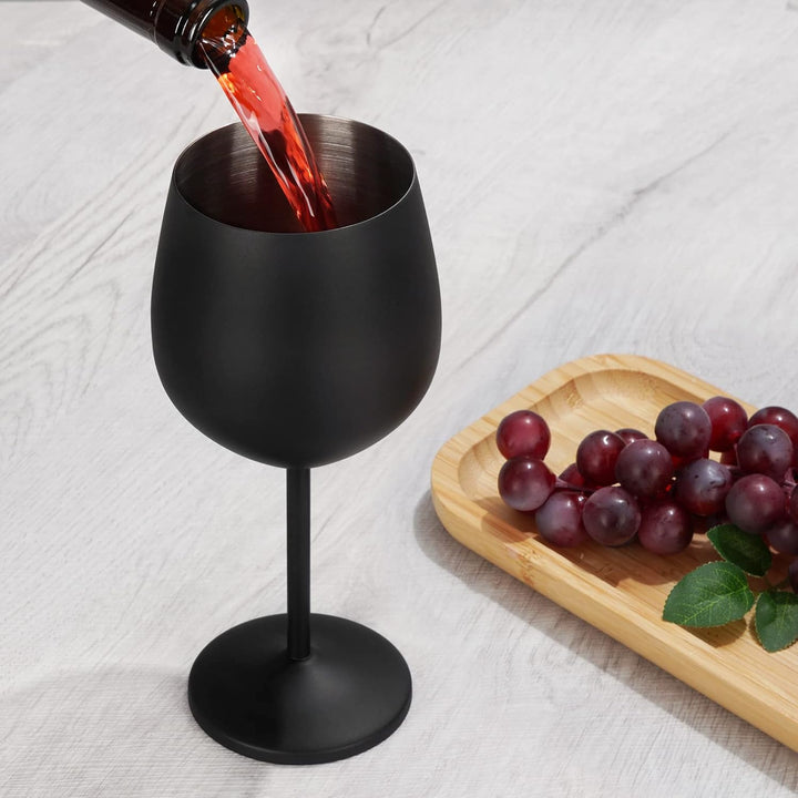 Livole Cocktailgläser aus Edelstahl, Rotweingläser mit Stiel, Unzerbrechlich Weingläser, 18Oz 550ml